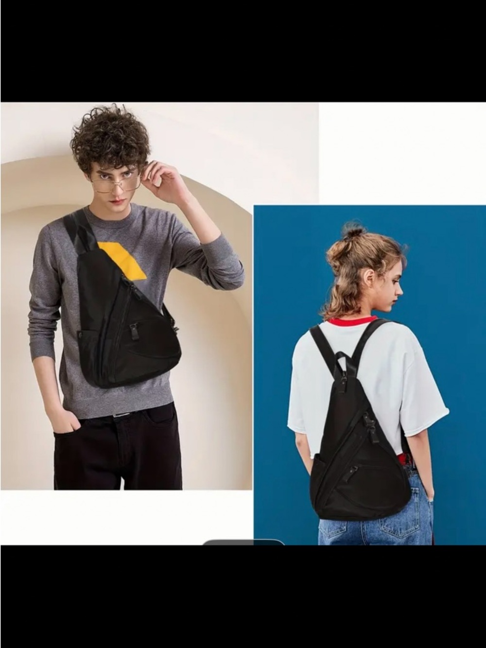 Classic Black Sling  unisex Backpack